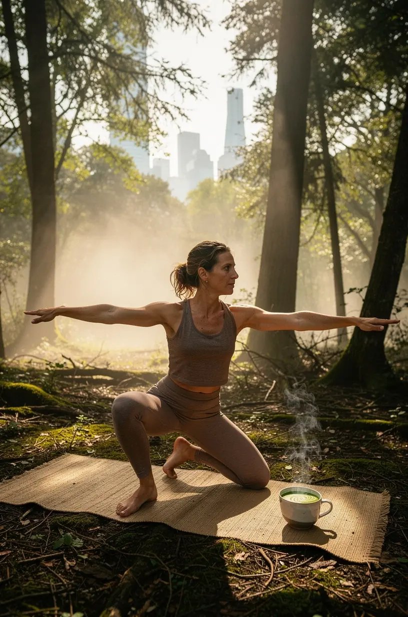 Šviesi virtuvės erdvė, kurioje ruošiamas arbatos puodelis.